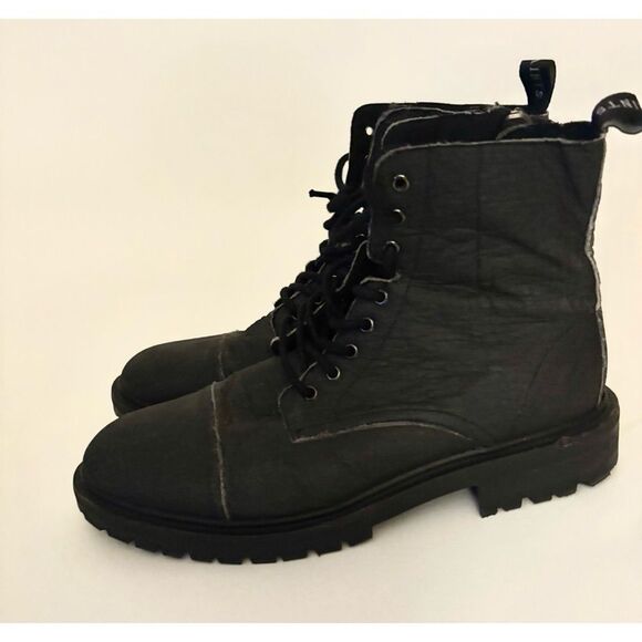 All Saints Bodega Vegan Leather Boots in Distressed Black Size 10 ~ Pristine main image 7